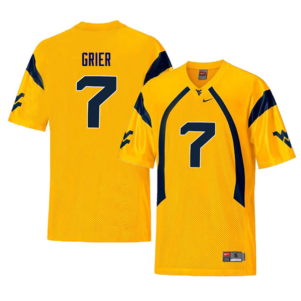 NCAA Men's Will Grier West Virginia Mountaineers Yellow #7 Nike Stitched Football College Retro Authentic Jersey MT23Q40DS
